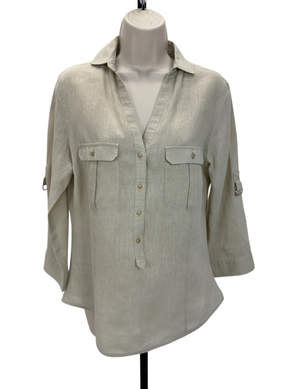 Zara Linen Top Medium Tan